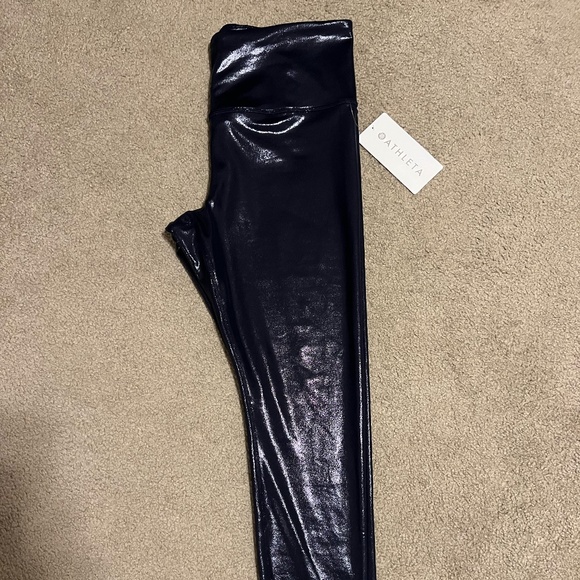 NWT, Athleta Elation Ultra High Rise Shine Legging, L, Navy Shine - Picture 7 of 9